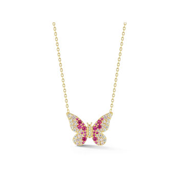 Sterling Statements 14K Yellow Gold Over Sterling Silver Pink Ombre CZ
Butterfly Necklace