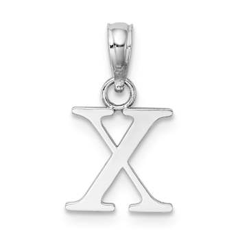 Rhodium Over 14k White Gold Polished Block Letter X Initial Pendant