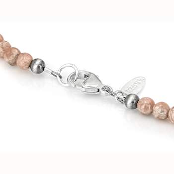 Rhodochrosite Beaded Necklace In Sterling Silver