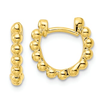 10K Gold Over Sterling Silver Polished Beaded Hoop Earrings