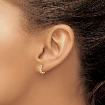 14K Yellow Gold Lab Grown Diamond Hinged Hoop Earrings