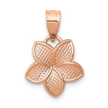 14k Rose Gold Polished and Textured Mini Plumeria Pendant