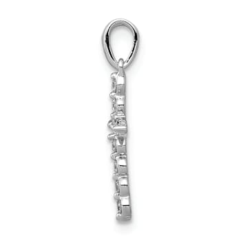 Rhodium Over 14k White Gold Diamond Cross Pendant
