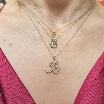 10K Yellow Gold Script White Diamond Initial Letter A Pendant With
Chain, 0.02ctw