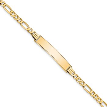 10k Yellow Gold Figaro Link ID Bracelet