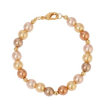 Gold Tone Multi Color Round Bead Bracelet