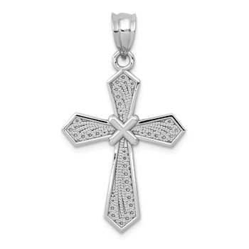Rhodium Over 14k White Gold Polished Passion Cross Pendant