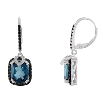 Sterling Silver London Blue Topaz, Black Spinel and Diamond Leverback
Earrings 6.0ctw