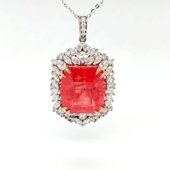 19.85 Cts Rhodochrosite and 3.20 Cts White Diamond Pendant  in 18K 2- Tone