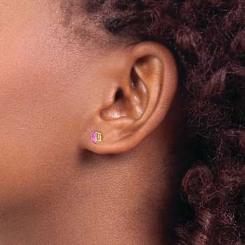 14K Yellow Gold Pink Sapphire Earrings