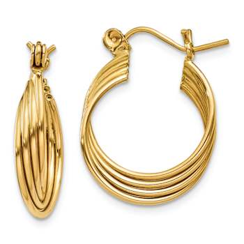 14k Yellow Gold 13/16" Polished Circles Hoop Earrings