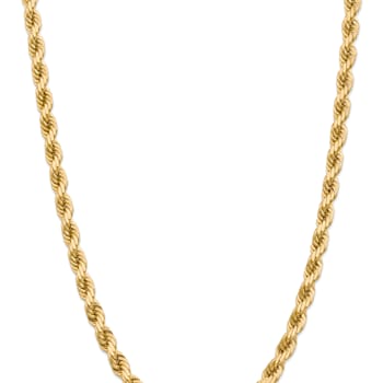 14k Yellow Gold 8mm Solid Diamond-Cut Rope 20 Inch Chain