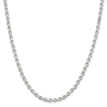 Sterling Silver 4mm Diamond-cut Rolo Chain Necklace