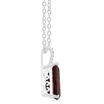 12x8mm Pear Shape Garnet With Diamond Accents Rhodium Over Sterling
Silver Pendant with Chain