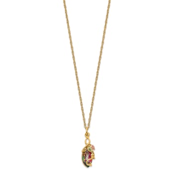 10k Yellow Gold  12k Rose Gold and 12k Green Gold Accent Mystic Topaz
Pendant  18 Inch Chain