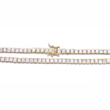 Classic CZ Tennis Necklace In 14K Gold Over Sterling Silver 16 Inch