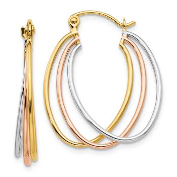 14k Yellow Gold, 14k White Gold and 14k Rose Gold 1/2" Hoop Earrings