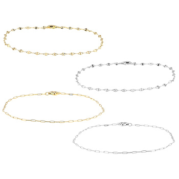 Petite Mirror And Paperclip Bracelet Set Of 4 In Sterling Silver And 18K
Gold Over Sterling Silver
