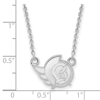 Rhodium Over Sterling Silver NHL LogoArt Ottawa Senators Small Necklace