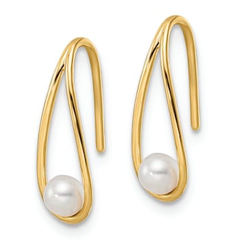 14K Yellow Gold Freshwater Cultured Pearl Teardrop Dangle Earrings