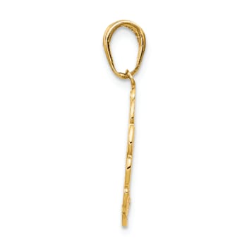 14K Yellow Gold Hummingbird with Flower in Frame Pendant