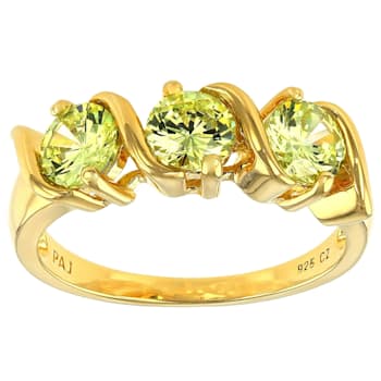 Green Cubic Zirconia 18K Yellow Gold Over Sterling Silver Ring 2.34ctw