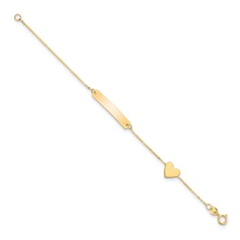 14K Yellow Gold Polished 5.5-inch Heart ID Bracelet