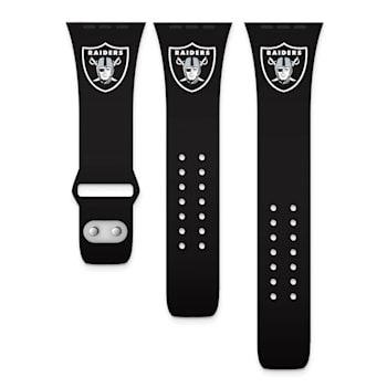 Gametime Las Vegas Raiders Black Silicone Apple Watch Band (42/44mm
M/L). Watch not included.