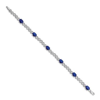 Rhodium Over 10k White Gold Diamond and Sapphire Infinity Bracelet