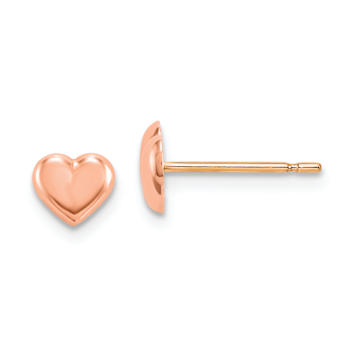14k Rose Gold Children's Heart Stud Earrings