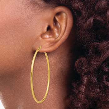 14k Yellow Gold Polished 2 3/8" Tube Hoop Earrings