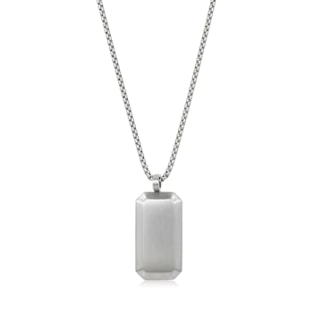 Invicta Men's Antiqued Dog Tag Pendant With Chain In Stainless Steel