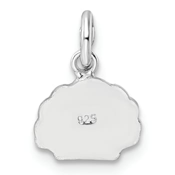 Rhodium Over Sterling Silver Pink and Orange Enameled Shell Children's Pendant