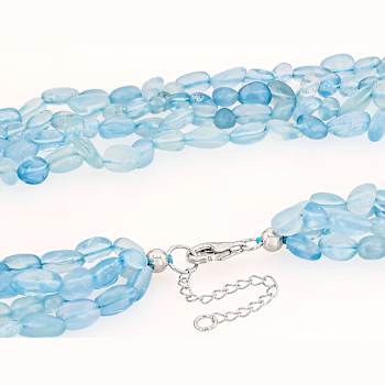 Free-form Aquamarine Multi-Strand Necklace In Sterling Silver
