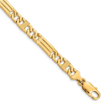 14k Yellow Gold 7mm Hand-polished Fancy Link Bracelet