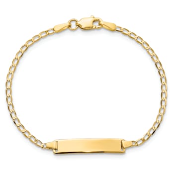 14k Yellow Gold Flat Curb Link ID Bracelet