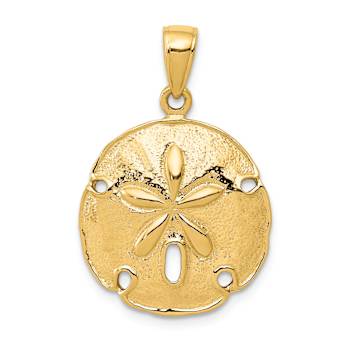 14k Yellow Gold Textured Sand Dollar Pendant