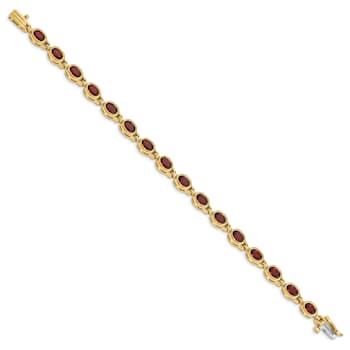 14K Two-tone Gold Oval Gemstone Garnet Bracelet 9.60ctw