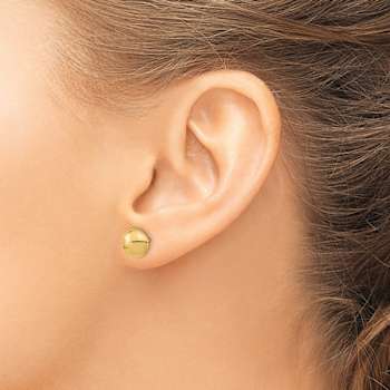 14k Yellow Gold 8mm Polished Button Earrings