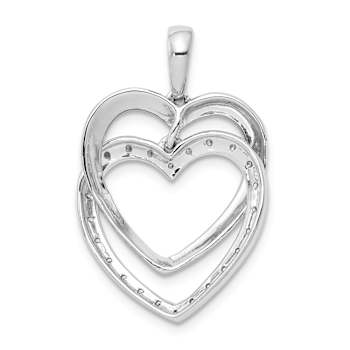 Rhodium Over 14k White Gold Diamond Double Heart Pendant