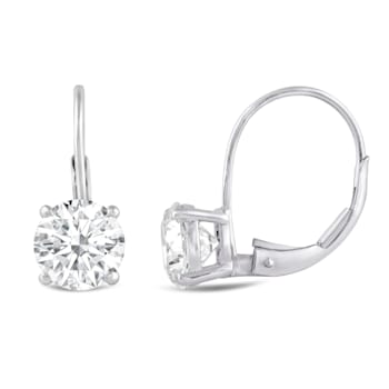 White Cubic Zirconia 14k White Gold Earrings With Velvet Gift Box 2.00ctw