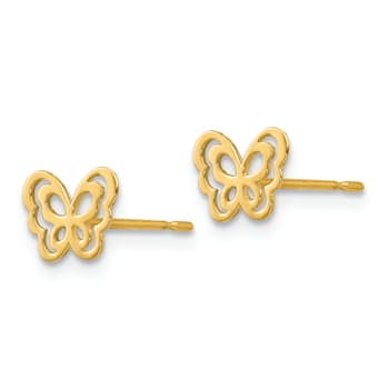 14K Yellow Gold Children's Butterfly Post Earrings