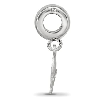 Rhodium Over Sterling Silver LogoArt Delta Zeta Turtle on Bead