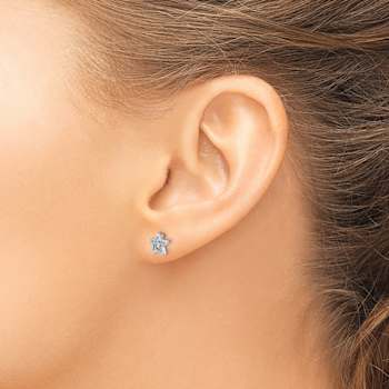 Rhodium Over 14k White Gold 6mm Diamond Accent Star Stud Earrings