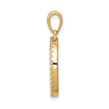 14K Yellow Gold Diamond Letter O Initial Pendant