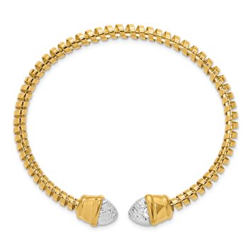 14k Two-tone Gold Diamond-Cut Fancy Spiral Cuff Bracelet