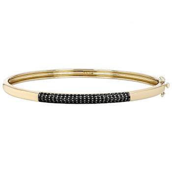Black Spinel Bangle Bracelet In 18K Gold Over Sterling Silver 1.71ctw