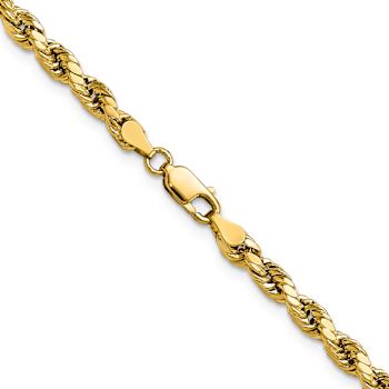 14k Yellow Gold 4mm Diamond-Cut Rope 24 Inch Chain