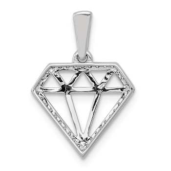 Rhodium Over 14k White Gold Diamond Gemstone-shape Pendant