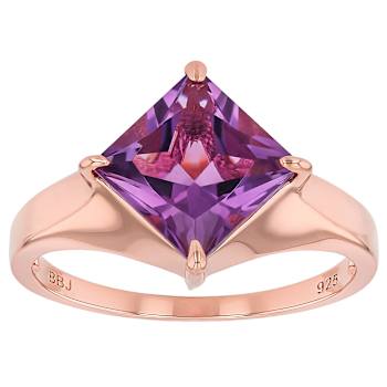 Amethyst Princess Cut Solitaire Ring In 18K Rose Gold Over Sterling
Silver 1.78ct